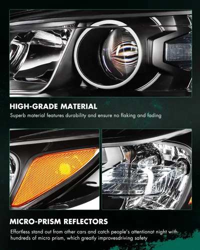 Vista 7 de SCITOO - Faros delanteros para Chevy Malibu 2013-2015, carcasa negra, reflector ámbar, lente transparente, lado del conductor y del acompañante