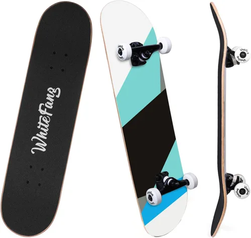 Vista 12 de WhiteFang Patinetas para principiantes, patineta completa de 31 x 7.88 pulgadas, 7 capas de arce canadiense con doble kick cóncavo estándar y Arrow