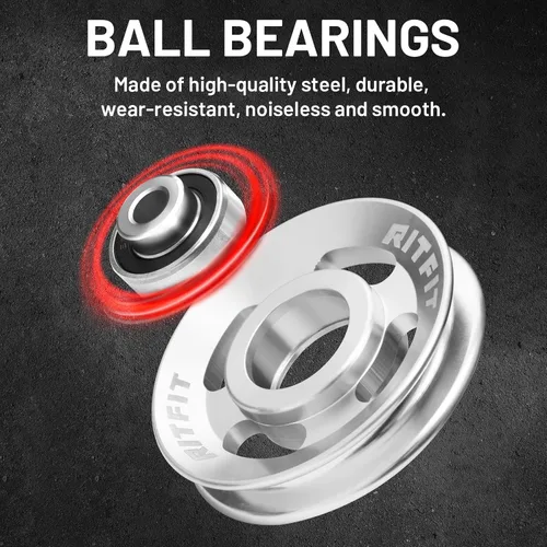 Vista 6 de RitFit Aluminum Pulley Wheel for Gym Equipment, 2PCS/ 6PCS Set Power Rack Pulley Attachment, 90mm Aluminum Alloy Bearing Gym Pulley Wheel for Home