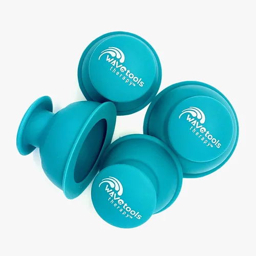 Vista 3 de Riptide" Sport Cupping juego de 4 copas de empuje en estuche de Wavetools Therapy ideal para ventosas dinámicas, dos ventosas fuertes