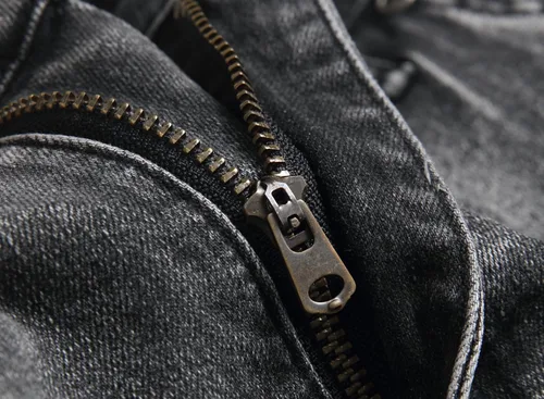 Vista 8 de XIMXIMMTIAN Jeans de mezclilla para hombre estilo motociclista, lavados, desgastados, ajustados y rectos