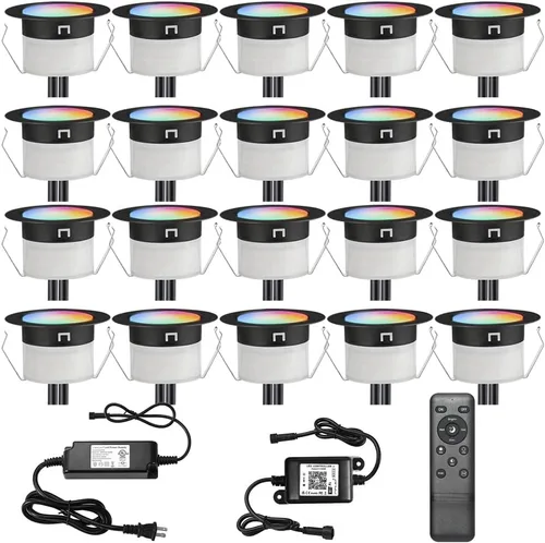 Vista 11 de Sumaote Kit de luces LED para cubierta, carcasa negra, 50 unidades, 1.22 pulgadas, WiFi, control de teléfono inteligente, bajo voltaje, empotrada