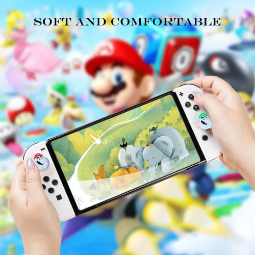 Vista 5 de PERFECTSIGHT Elephant Switch Thumb Grip Caps Compatible with Nintendo Switch OLEDSwitch Lite, 3D Skin Silicone Analog Stick Button Cover for NS
