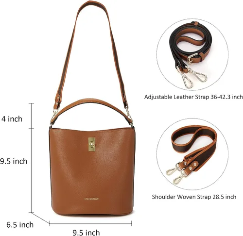 Vista 6 de BOSTANTEN - Bolsos de cuero al hombro tipo balde para mujer