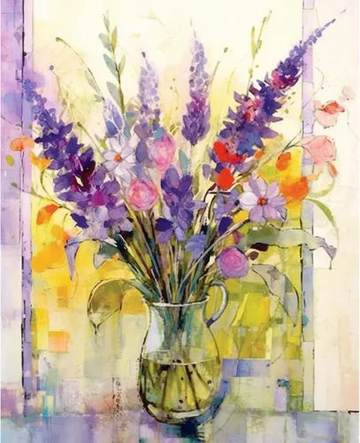 Vista 12 de Tucocoo Kit de pintura de margaritas coloridas por números con pinceles y pigmento acrílico sobre lienzo para adultos, hermoso proyecto