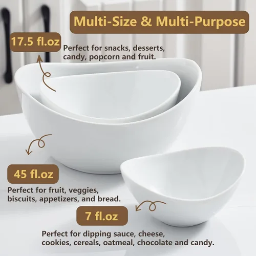 Vista 5 de Gomakren - Juego de cuencos ovalados de 3 niveles, soporte plegable de metal negro Multi-capacity porcelain bowls holiday party display, stable