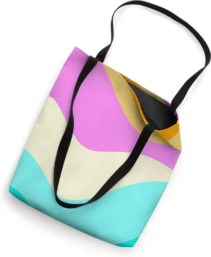 Vista 2 de Retro Waves Swirls Pastel Rainbow Wavy Stripes 70s Aesthetic Tote Bag
