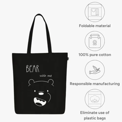 Vista 6 de Ecoright - Bolsa de mano para mujer con cremallera, bolsa de mano pequeña, bolsa de lona, bolsa de algodón reutilizable para playa, comestibles