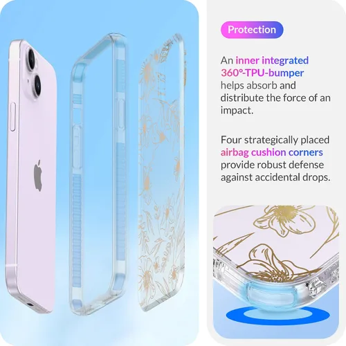 Vista 4 de LONLI Hue Funda para iPhone 14 – [Protector de golpes de 360° que absorbe los impactos] – [Funda de teléfono bonita y única para niñas y mujeres]