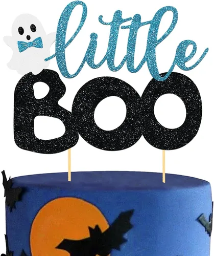 Vista 13 de 24 piezas de adornos de Halloween para cupcakes fantasmas, palillos de revelación de género para niños y niñas, adornos para tartas rosas y azules