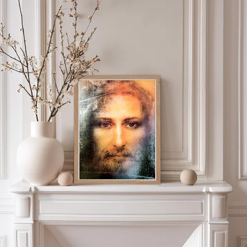 Vista 5 de Poster Master Póster de retrato vintage, impresión cristiana retro, regalo para religiosos, amigos, cara de Jesucristo, sudario de Turín, Biblia