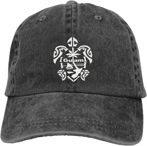 Vista 8 de Guam - Gorra de béisbol de algodón lavado con diseño de tortuga, color negro, unisex, ajustable Rojo