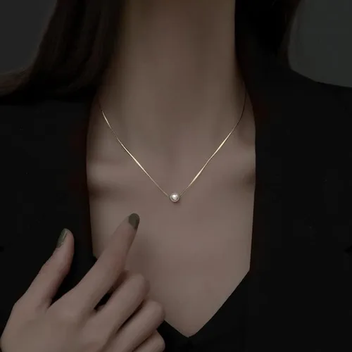Vista 3 de Collar de oro de 14 quilates, collar de perlas cultivadas de agua dulce natural, regalo para mujeres y niñas