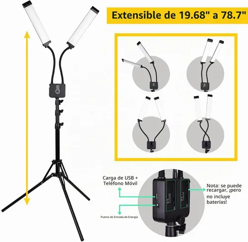 Vista 7 de CENOZ - Lámpara de pestañas para extensiones de pestañas, 5800 lúmenes, luz esteticista para extensiones de pestañas con soporte de trípode