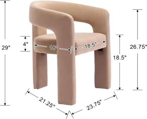 Vista 4 de Juego de 4 modernas sillas de comedor tapizadas de tela de terciopelo con respaldo abierto, bonitas sillas laterales de barril de cocina, sillas