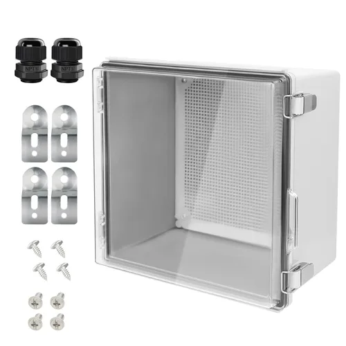 Vista 23 de LeMotech Caja Eléctrica, IP67 Impermeable con Bisagras Cubierta Transparente Pestillo de Acero Inoxidable Caja de Conexiones, Carcasa Eléctrica