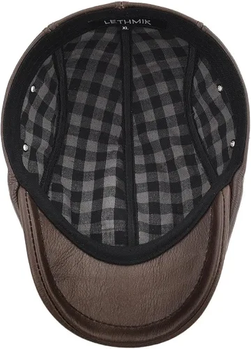 Vista 6 de LETHMIK Sombrero Plano de taxista en Piel Auténtica clásico Newsboy Cap Ivy de conducir