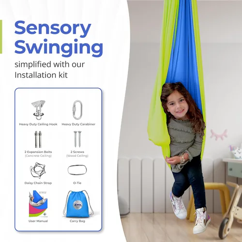 Vista 7 de AWA - Columpio sensorial para interiores para niños y adultos con necesidades especiales (incluye hardware) columpio interior para niños y adultos