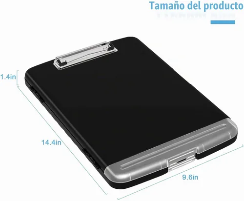 Vista 4 de Hongri - Portapapeles con almacenamiento con estuche para lápices, 8.5 x 11 pulgadas Negro