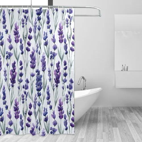 Vista 8 de MNSRUU Fabric Shower Curtain, Flowers and Butterflies Pink Waterproof Polyester Curtains with Hooks for Home Bathroom Decorative