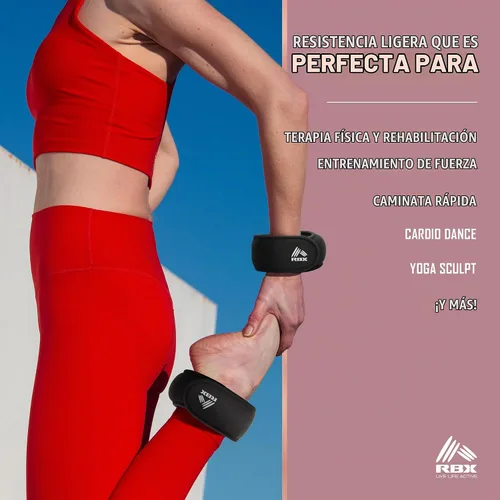 Vista 6 de RBX Juego de pesas para muñeca y tobillo (2 libras/1 libra cada uno), ajuste cómodo ajustable para entrenamiento y tonificación