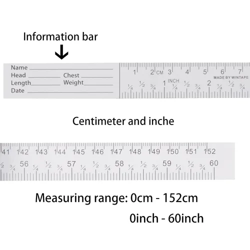Vista 2 de WIN TAPE Cinta métrica desechable infantil de 4.9 ft, paquete de 100 reglas de papel