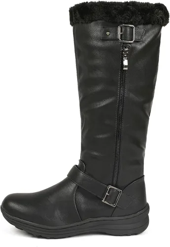Vista 2 de DREAM PAIRS Botas altas hasta la rodilla con cierre de cremallera totalmente forradas de piel para mujer Nieve