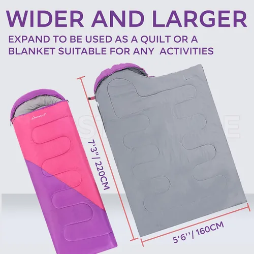Vista 3 de Clostnature - Saco de dormir para adultos y niños - Saco de dormir ligero para camping para niñas, niños, jóvenes, saco de dormir ultraligero