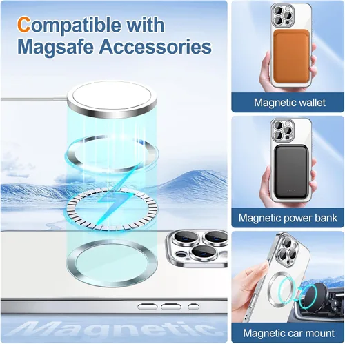 Vista 62 de Hython para iPhone 12 Funda con chispas brillantes, fundas transparentes magnéticas con protector de lente de cámara [Compatible con MagSafe]