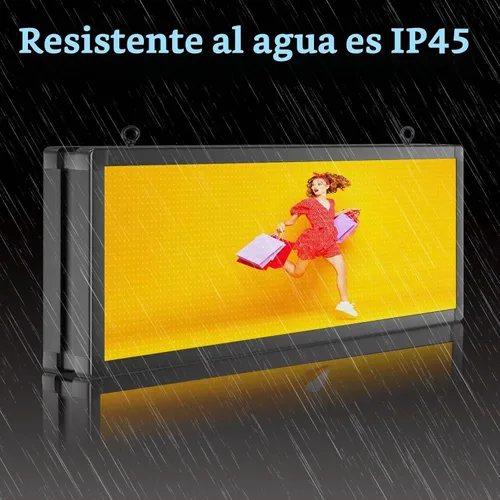 Vista 6 de P10 Señales LED programables a todo color para exteriores de 39 x 14 pulgadas con WIFI, pantalla LED de desplazamiento programable, textos e