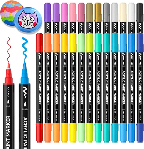 Vista 12 de Shuttle Art Rotuladores de pintura acrílica de doble tono, 120 colores, paquete de 60 bolígrafos de pintura acrílica para pintura de roca, cerámica