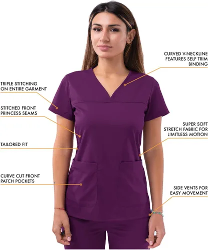 Vista 3 de Adar Pro - Ropa quirúrgica para mujer, camisa con cuello en V