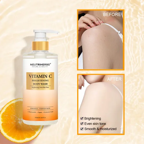 Vista 7 de Neutriherbs Gel de ducha iluminador para piel opaca y desigual, gel de ducha iluminador con vitamina C para mujeres y hombres, jabón de ducha diario