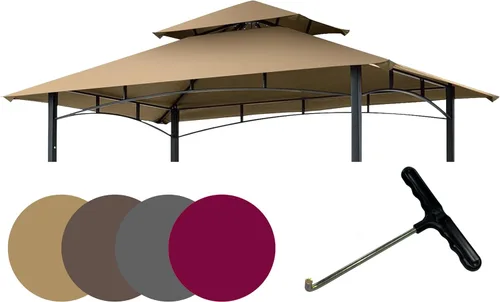 Vista 11 de EasyLee Cubierta de toldo para kiosco de parrilla de 8 x 5 pies, parte superior de repuesto impermeable con gancho en T, color marrón