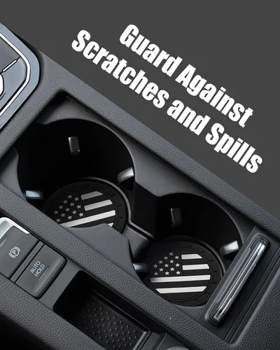 Vista 6 de 4 paquetes de posavasos para coche, portavasos universales con bandera americana de silicona antideslizante, accesorios para el interior del coche