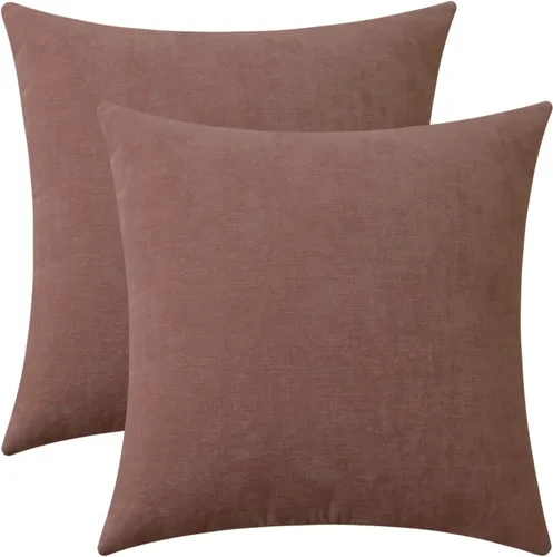 Vista 9 de Juego de 2 fundas de almohada decorativas de pana burdeos suaves y acogedoras, fundas de cojín cuadradas de chenilla para sofá, decoración de sala