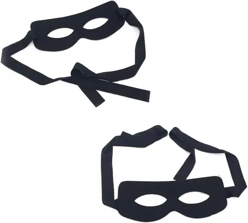 Vista 6 de Honkenda Máscara de ojos de bandido de ladrón negro para hombres y mujeres, máscara de disfraz de ladrón negro, accesorio para Halloween, Navidad