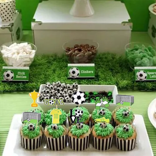 Vista 6 de 32 piezas de decoración de cupcakes de fútbol, juego de fútbol, selecciones de cupcakes, decoración de pasteles para temática de fútbol, baby