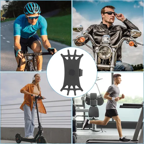 Vista 6 de PATIKIL 2 soportes de teléfono para bicicleta, rotación de 360°, de silicona, para teléfonos de 3 a 6.5 pulgadas, soporte de teléfono ajustable
