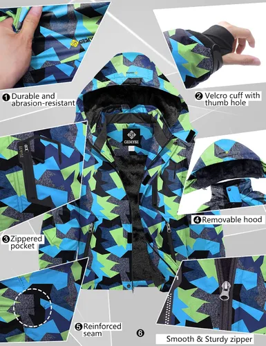 Vista 6 de Chaqueta de esquí impermeable para niño con capucha GEMYSE