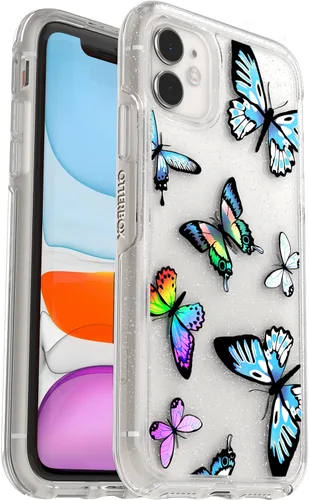 Vista 11 de OtterBox Symmetry Clear Series - Funda para el iPhone 11, diseño de estrellas (color plateado y transparente)