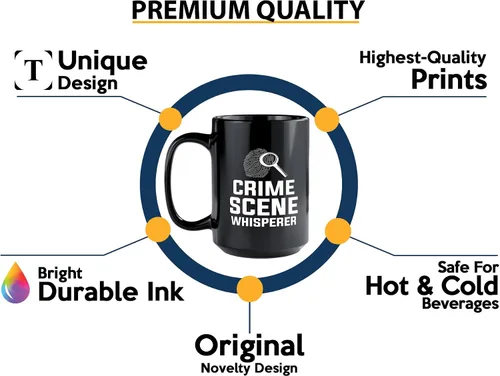 Vista 3 de Taza de café detective de 15 onzas, color negro, susurrador de escena del crimen, oficial de policía, policía, patrulla, detective, policía