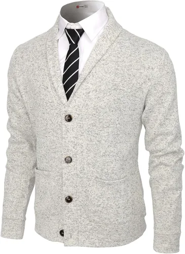 Vista 10 de H2H - Suéter casual para hombre, con ajuste cómodo, cuello esmoquin, de tela suave Cmocal050-negro