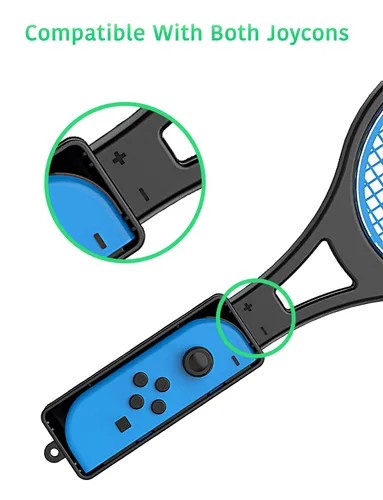 Vista 5 de TALK WORKS Steering WheelTennis Racket Combo Pack for Nintendo Switch - Joy Con Controller Grip Racing & Sports Game Accessories for Mario Tennis