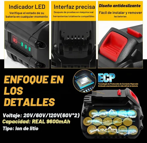Vista 2 de DCB606 20v/60v 9.6Ah Reemplazo para batería Dewalt Flex-Volt DCB609 DCB612 DCB615, compatible con Dewalt 20V y 60V MAX herramienta eléctrica