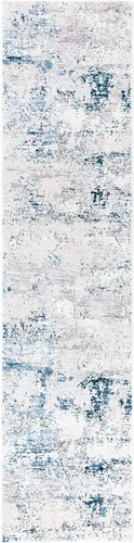 Vista 2 de SAFAVIEH Amalfi Collection AMF572C - Alfombra de pasillo de 2 x 8 pies, color crema y azul marino, moderno diseño abstracto envejecido, no desprende