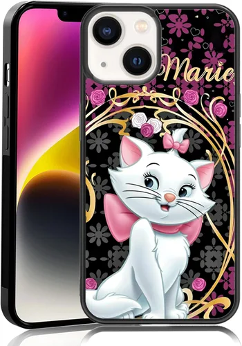 Vista 101 de Elegante funda de teléfono con diseño de gato Marie compatible con iPhone 11, funda de encaje dorado para iPhone, a prueba de golpes, rosa fucsia