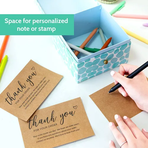 Vista 4 de 50 tarjetas de agradecimiento grandes de 4 x 6 in – Tarjetas postales Kraft a granel de compra para apoyar las compras de clientes de pequeñas