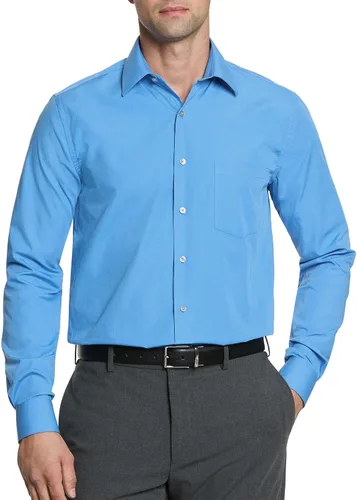 Vista 8 de Van Heusen Mens Dress Shirt Regular Fit Poplin Solid Negro