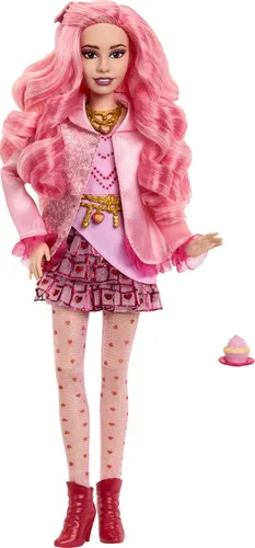 Vista 6 de Mattel Disney Descendants: The Rise of Red Fashion Doll & Accessory, Bridget, Young Queen of Hearts con ropa inspirada en la película y cupcake